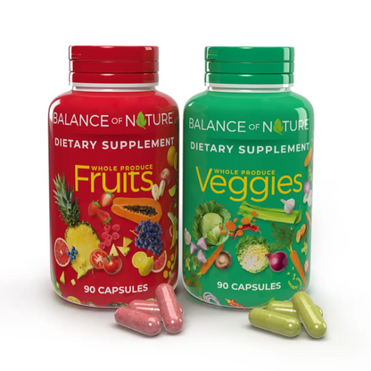 Fruits & Veggies Supplements - Whole Fruit and Vegetable Ingredients for Women, Men, and Kids - 90 Fruits Capsules, 90 Veggies Capsules - 1 Set