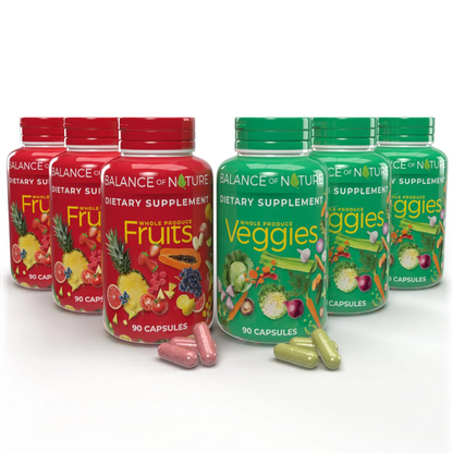 Fruits & Veggies Supplements - Whole Fruit and Vegetable Ingredients for Women, Men, and Kids - 90 Fruits Capsules, 90 Veggies Capsules - 1 Set